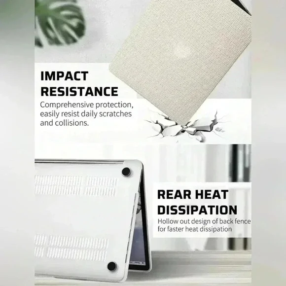 Hard Shell Case for MacBook Pro 13" with Keyboard Cover Beige Textured Slim New - Picture 5 of 12